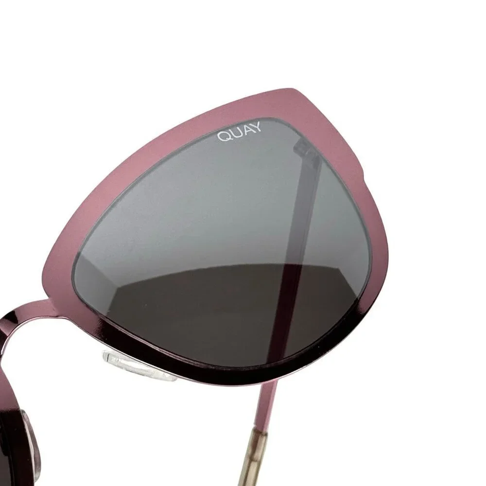 New Quay Super Girl Cat Eye Sunglasses Mirrored Oversized Pink Metal Frame
